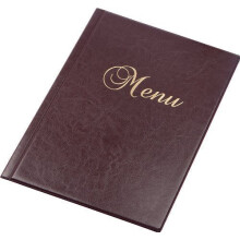 (Burgundy) Menu Holder Cover Restaurant Faux Leather
