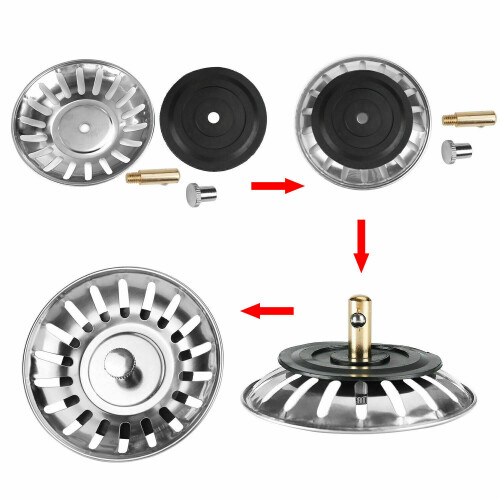 2x Premium Stainless Steel Kitchen Sink Strainer Drain Replacement 1