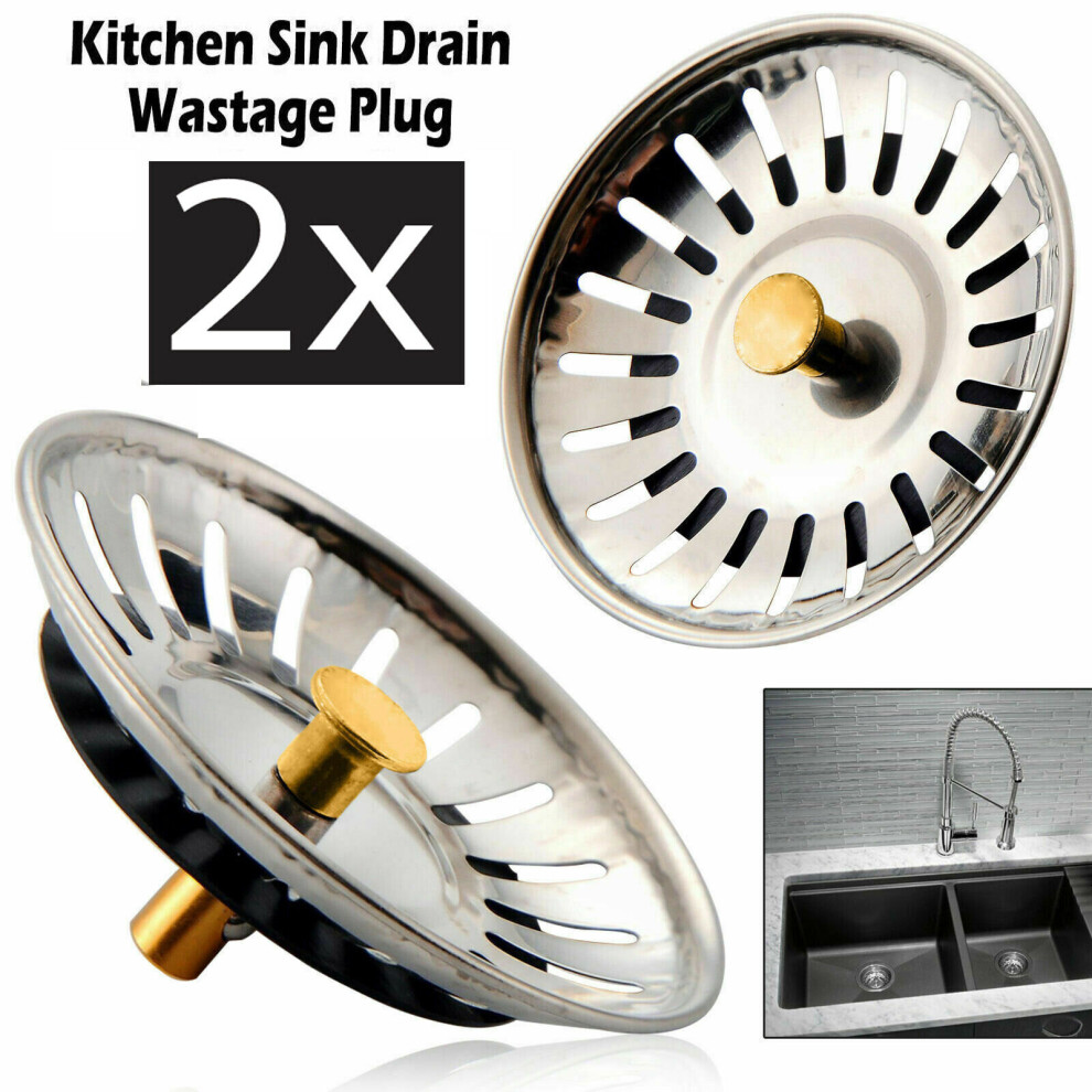 2x Premium Stainless Steel Kitchen Sink Strainer Drain Replacement