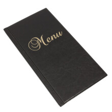(Black) Menu Holder Cover Restaurant Faux Leather 1/2 A4