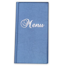 (Blue) Menu Holder Cover Restaurant Faux Leather 1/2 A4