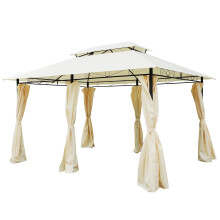 Outsunny Beige 4m x 3m Gazebo | Steel Framed Outdoor Party Tent