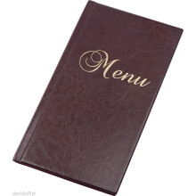(Burgundy) Menu Holder Cover Restaurant Faux Leather 1/2 A4