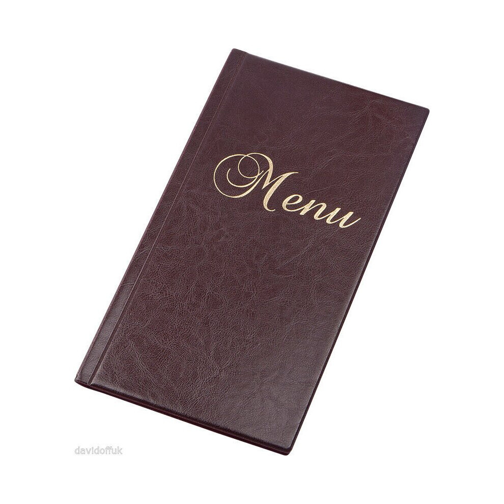 (Burgundy) Menu Holder Cover Restaurant Faux Leather 1/2 A4