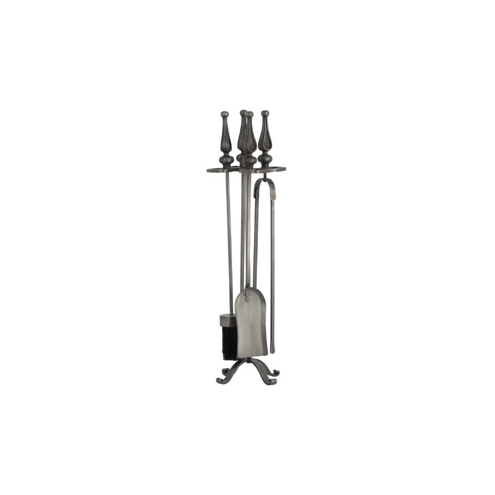 Hill Interiors Hand Turned Fireside Companion Set | Antique Pewter