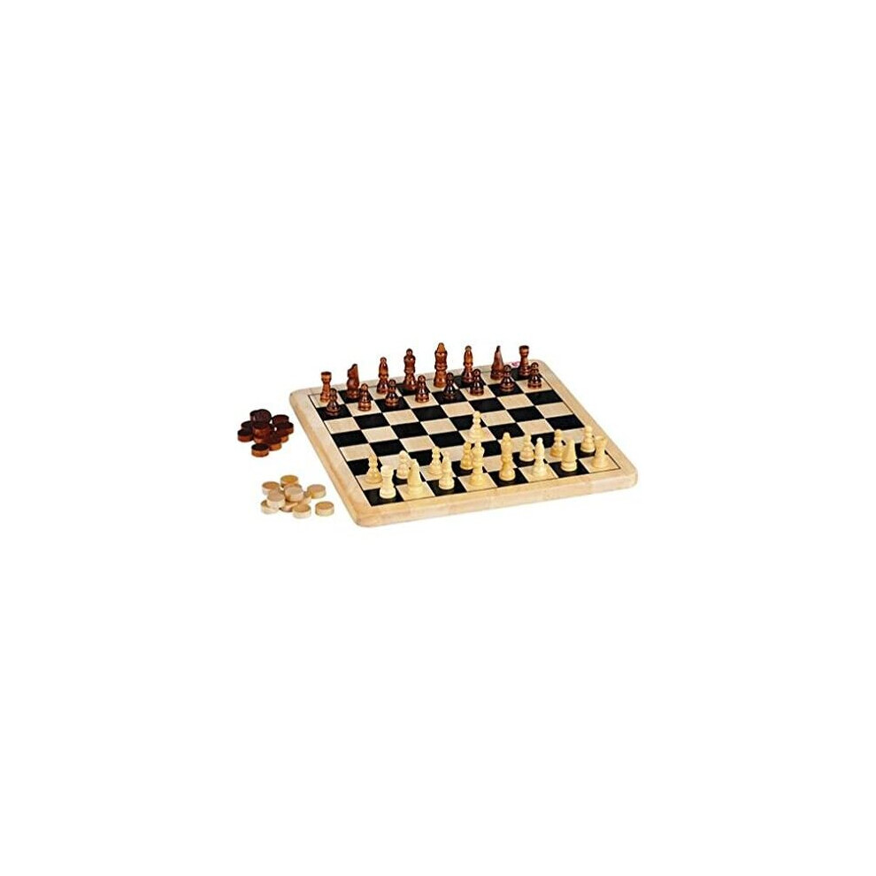 Chad Valley Wooden Chess and Draughts Board Game