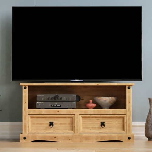 Home Discount Corona 2 Drawer TV Unit Stand Shelf Cabinet Rustic 1