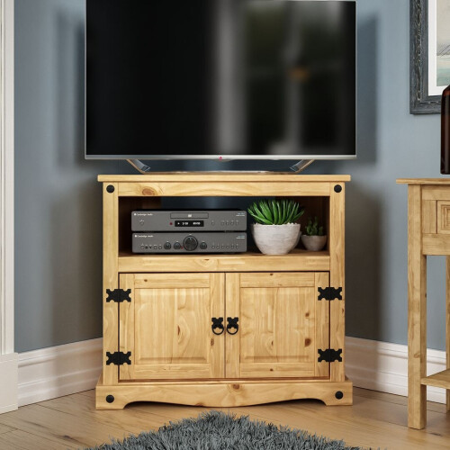 Home Discount Corona 2 Door Corner TV Unit Shelf Cabinet Rustic 1