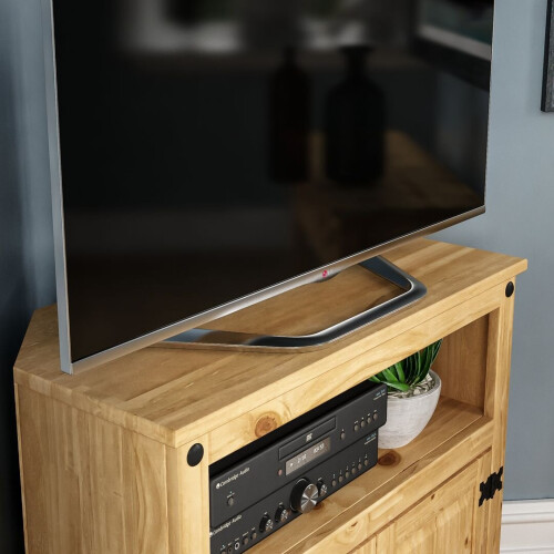 Home Discount Corona 2 Door Corner TV Unit Shelf Cabinet Rustic 2