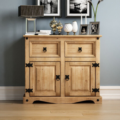 Home Discount Corona 2 Door 2 Drawer Sideboard Cupboard Pine Wood 1