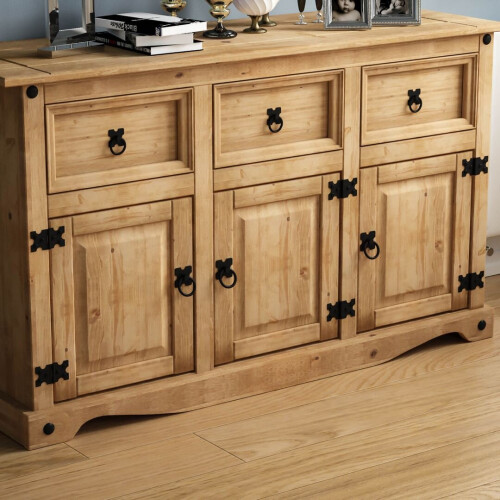 Home Discount Corona 3 Door 3 Drawer Sideboard Cabinet Cupboard 2