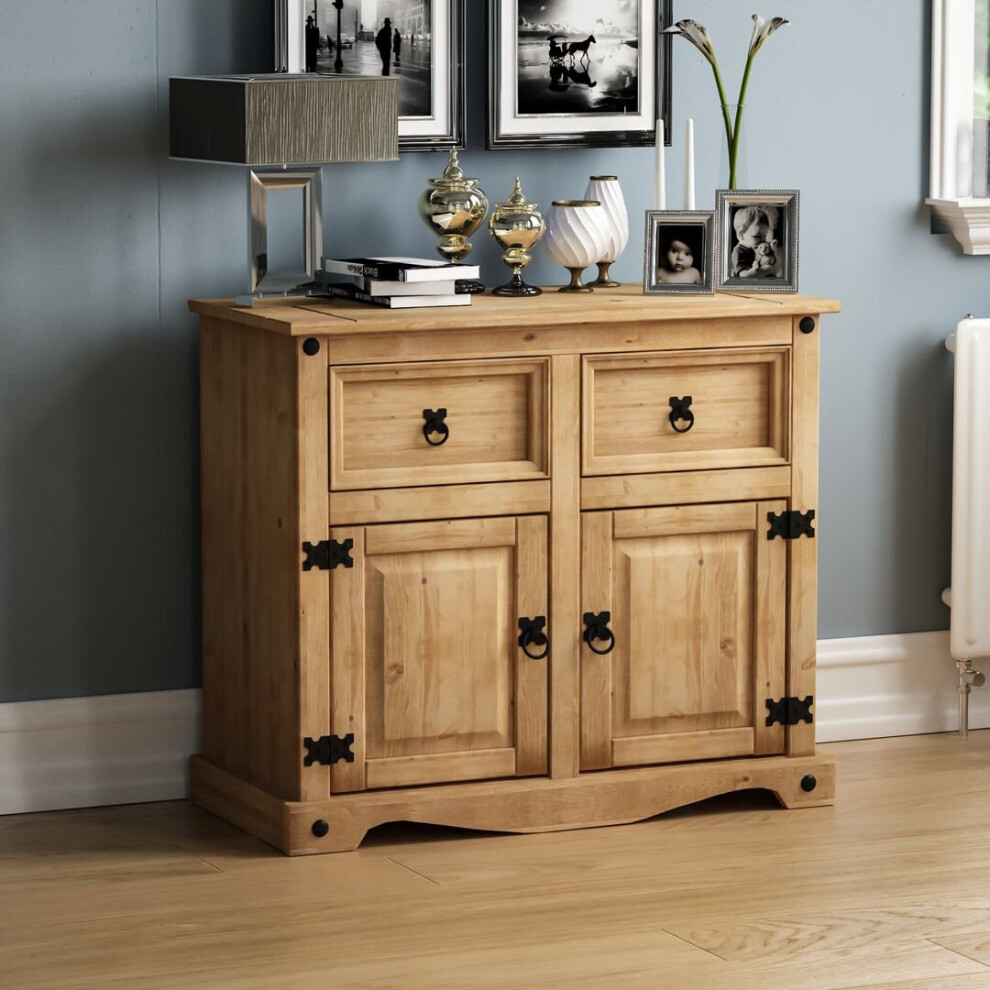 Corona 2 Door 2 Drawer Sideboard Cupboard Pine Wood