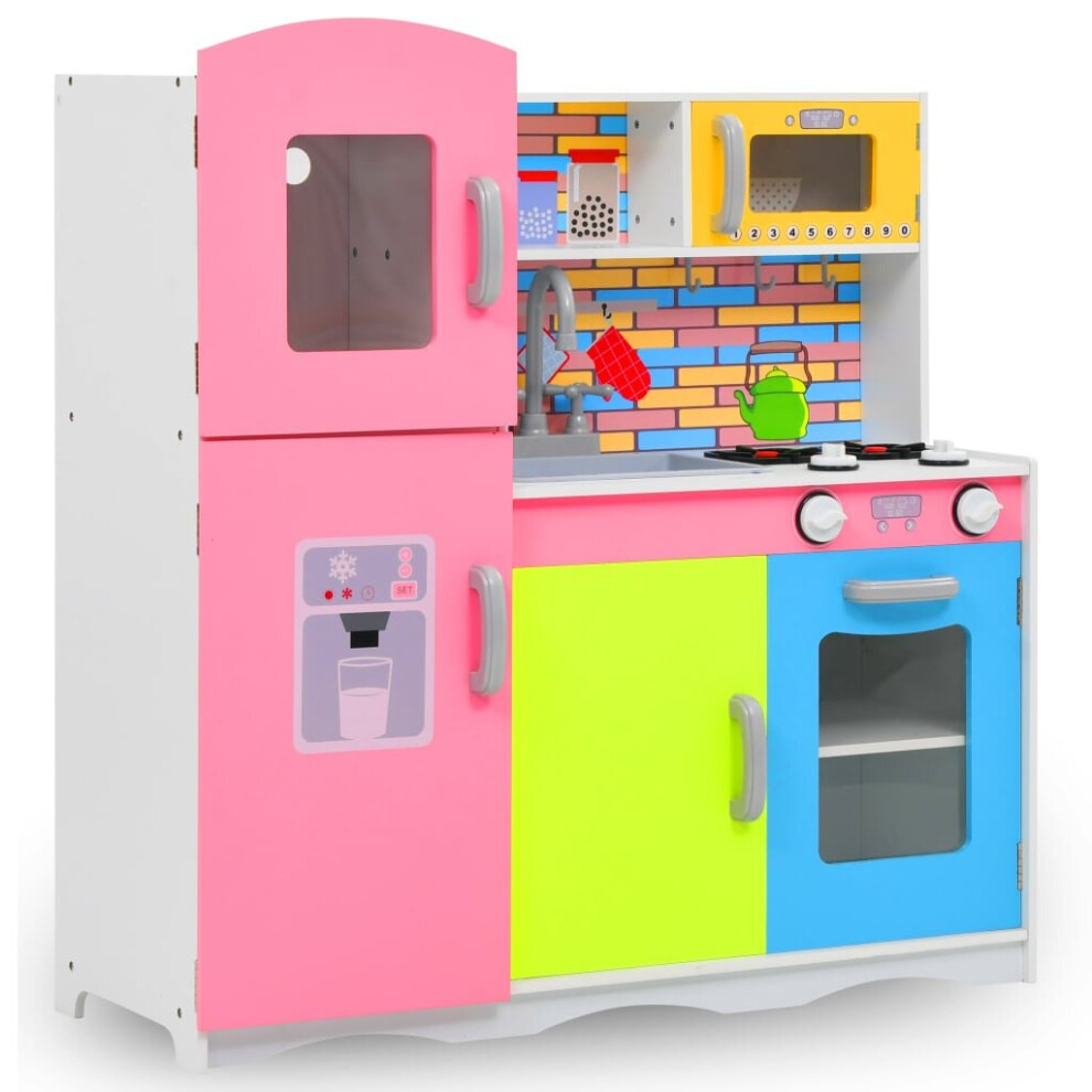 vidaXL Kids' Play Kitchen MDF Multicolour Toddlers Role Pretend Play Pack