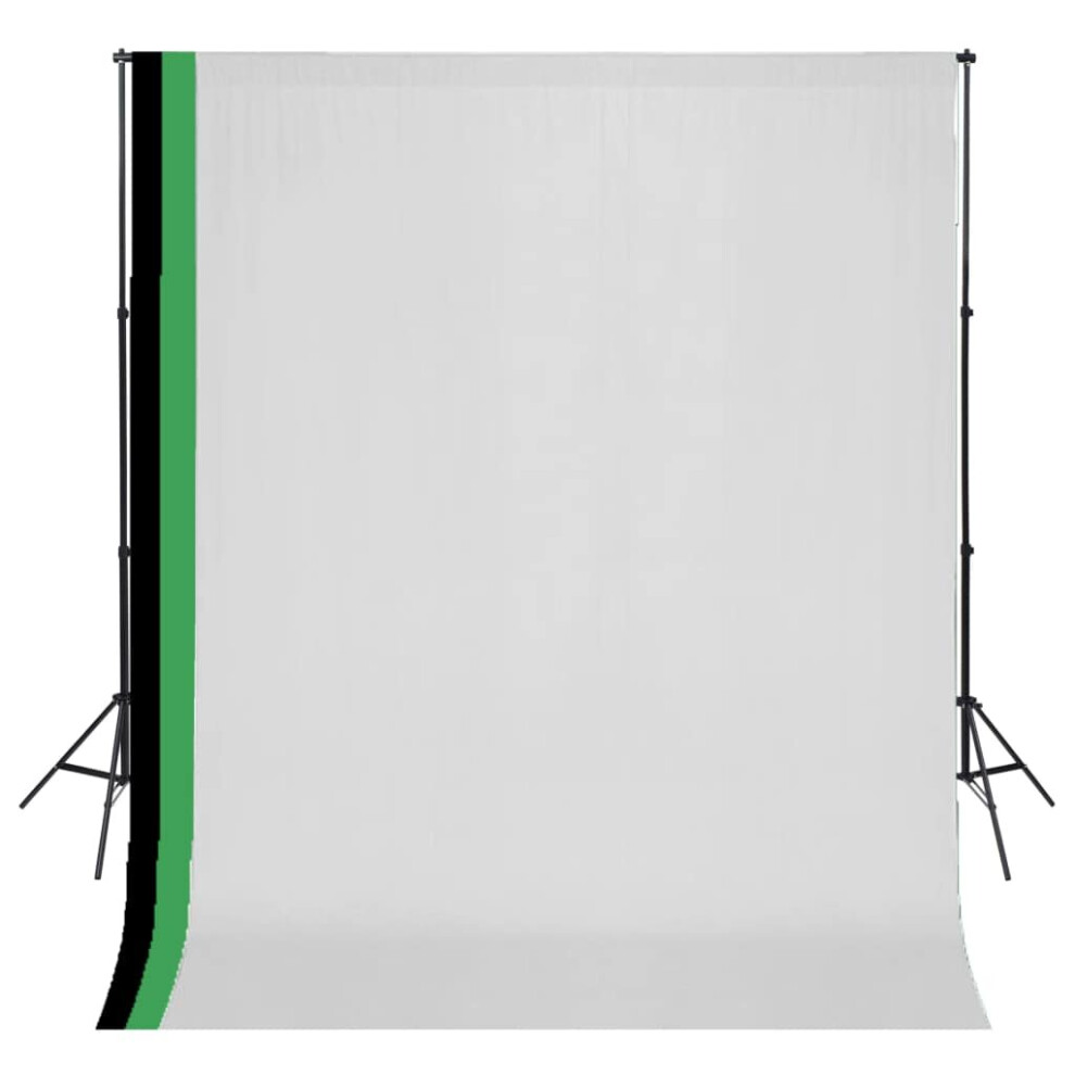 vidaXL Photo Studio Kit with 3 Cotton Backdrops Adjustable Frame 3x3m Stand