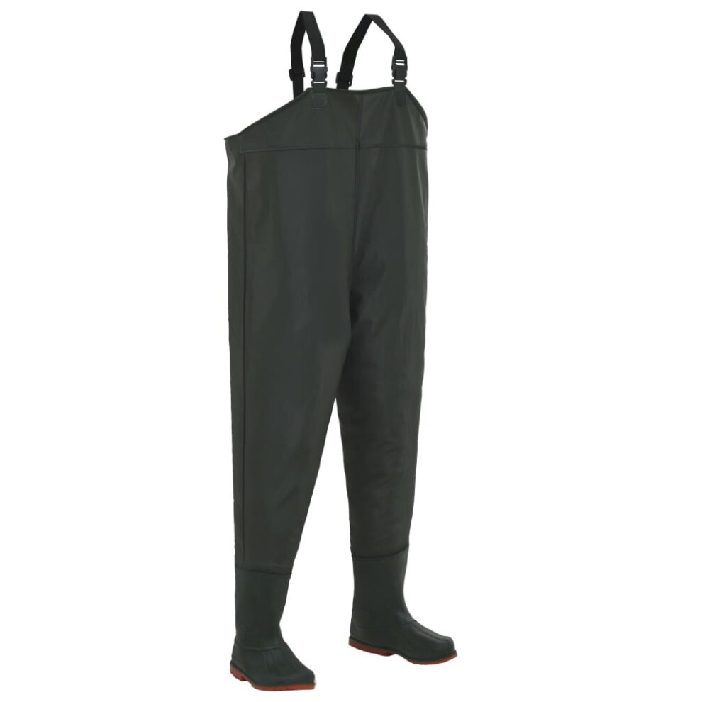 vidaXL Wading Pants with Boots Green Size 44 Fishing Wader Wading Trousers