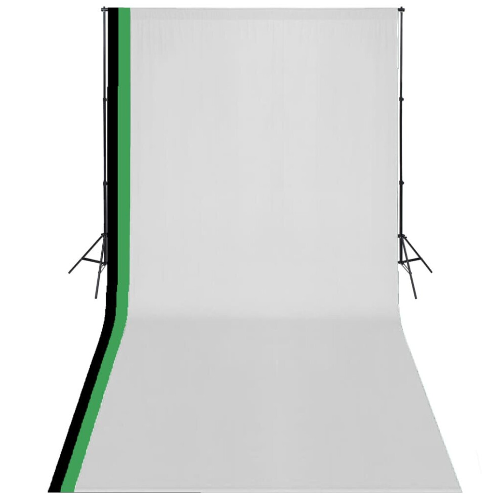 vidaXL Photo Studio Kit with 3 Cotton Backdrops Adjustable Frame 3x6m Stand