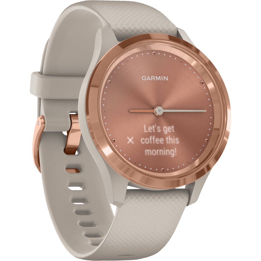 Garmin vivomove 3S Hybrid Smartwatch (39mm, Rose Gold Stainless Steel Bezel/Light Sand Case, Silicone Band)