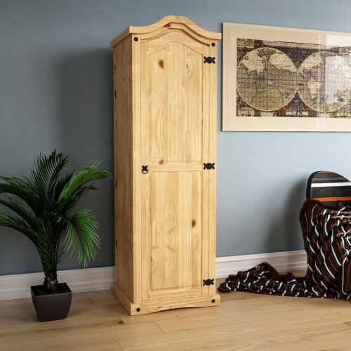 Home Discount Corona 1 Door Wardrobe Hanging Rail Shelf Rustic