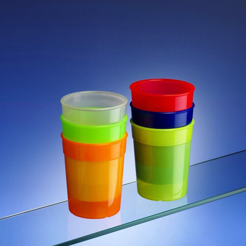 (Single set of 6) Virtually Unbreakable Stackable Tumblers - Blue 200ml 1