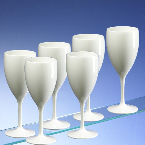 (Single) Unbreakable Polycarbonate Wine Glasses 340ml - White 2