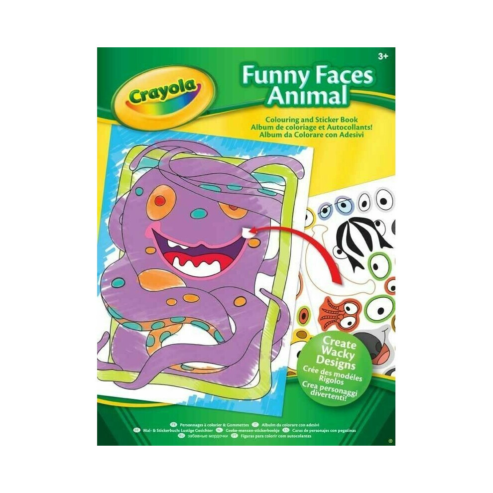 CRAYOLA FUNNY FACES ANIMALS COLOURING BOOK