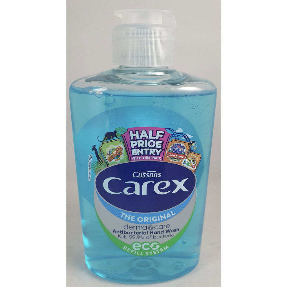 6 x Carex Original Dermacare Antibacterial Hand Wash 250ml No Pump