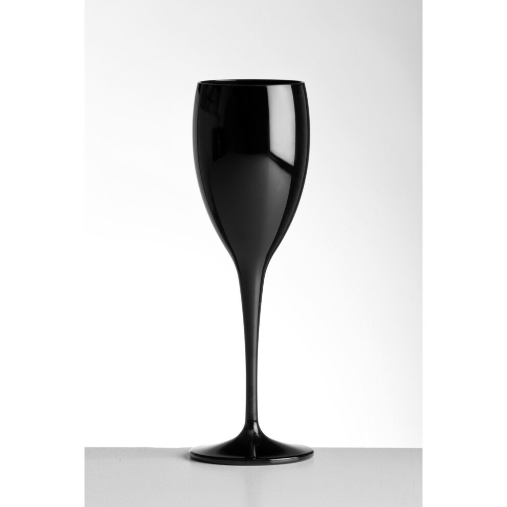 (Pack of 6) Unbreakable Polycarbonate Black Champagne Flute 180ml