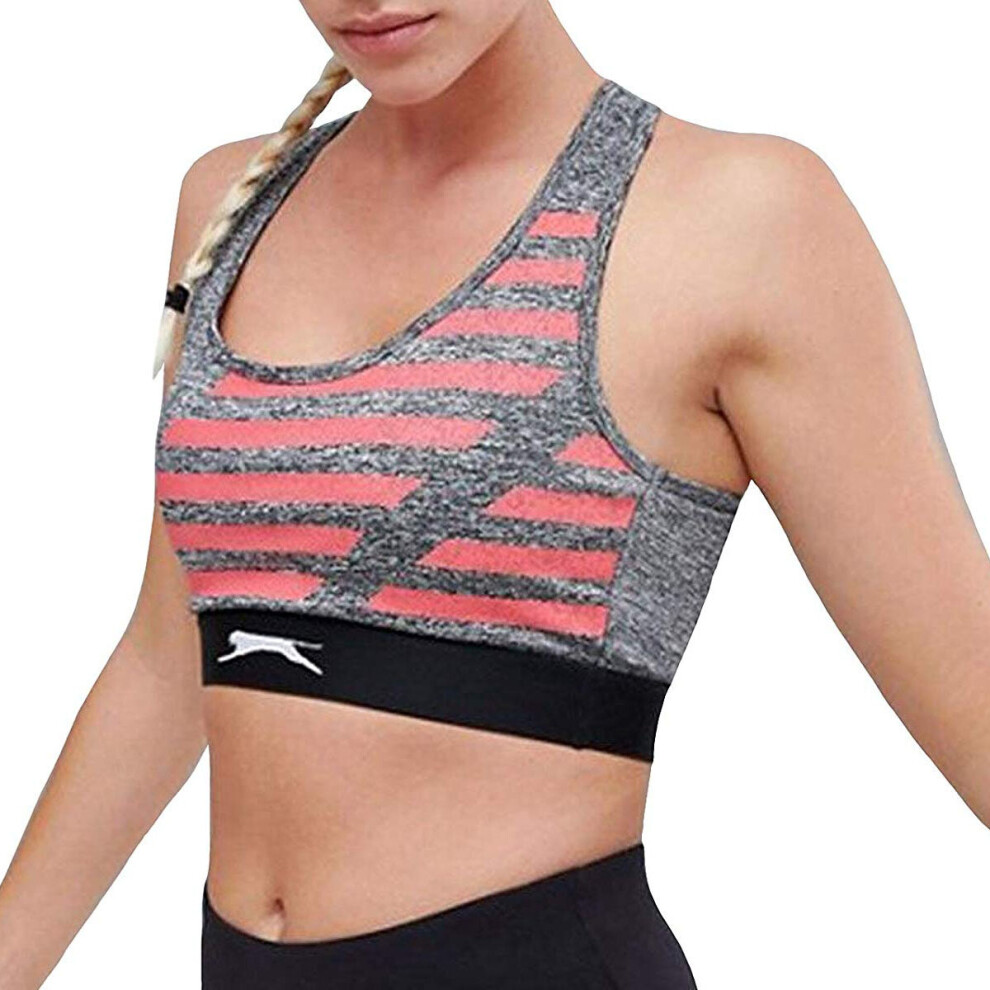 (Black, 16) Slazenger Maxi Crossover Womens Ladies Fitness Training Sports Bra Charcoal