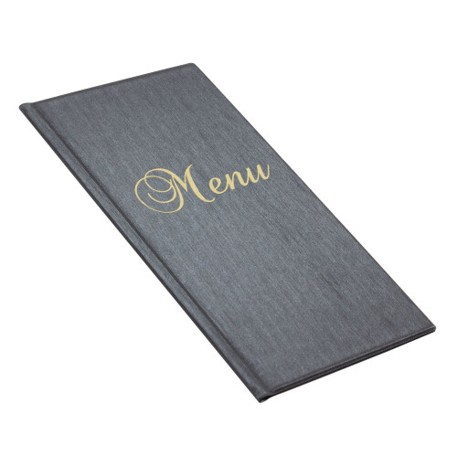 (Black) Menu Holder Cover Restaurant Pub Metallic 1/2 A4