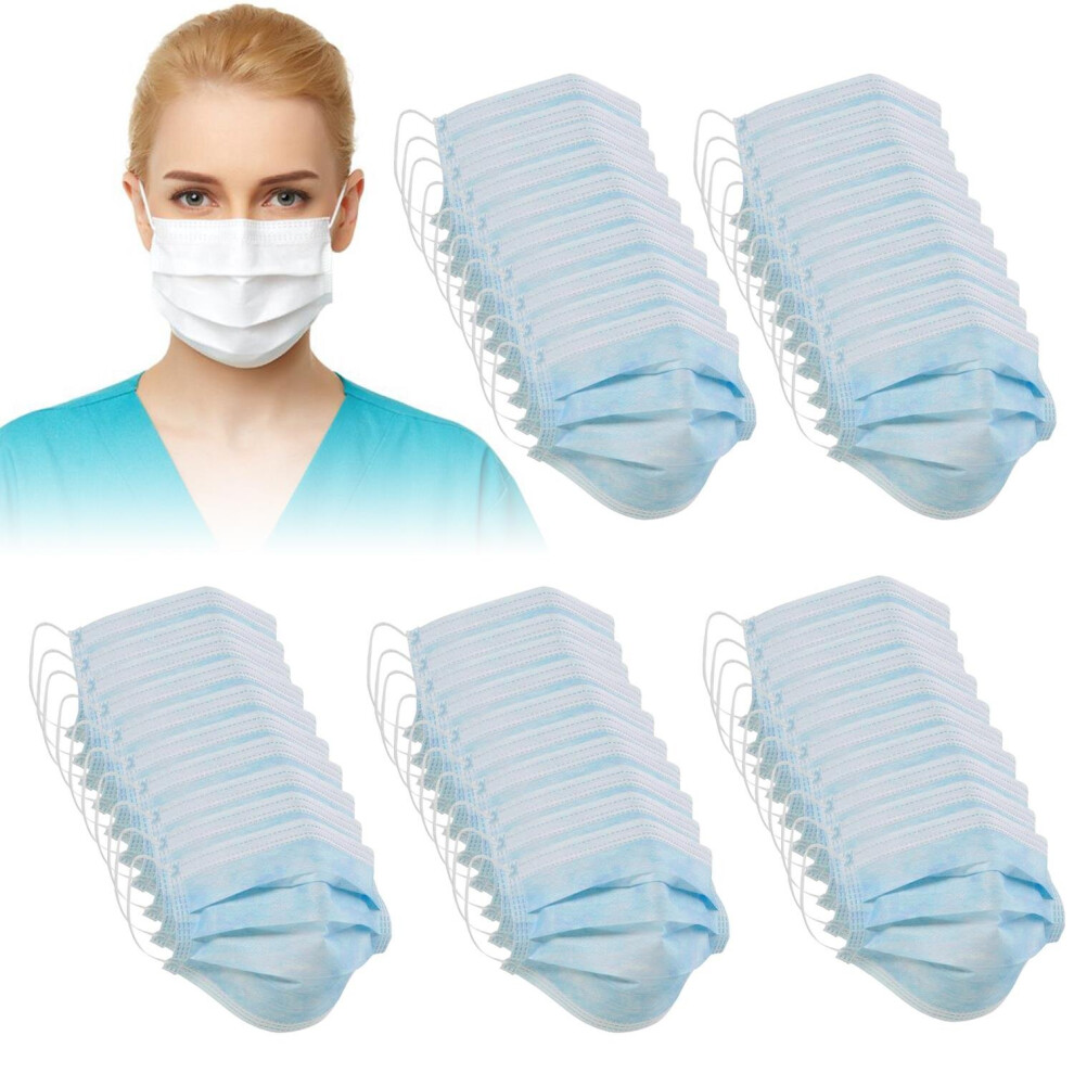 (50) Disposable Face Masks 3-Layers Mouth & Nose Protection Reusable 5056349420295