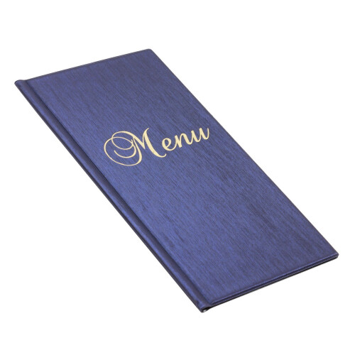 (Blue) Menu Holder Cover Restaurant Pub Metallic 1/2 A4