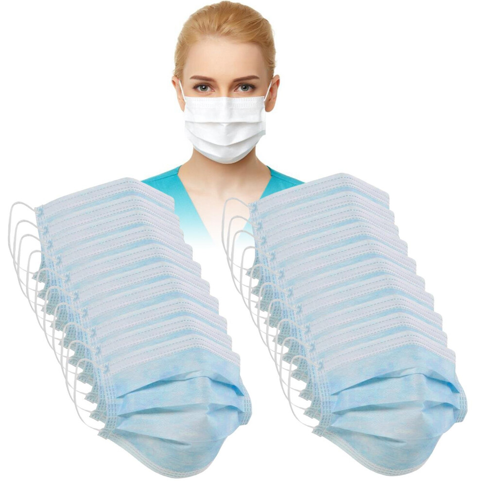 (20) Disposable Face Masks 3-Layers Mouth & Nose Protection Reusable 5056349420264