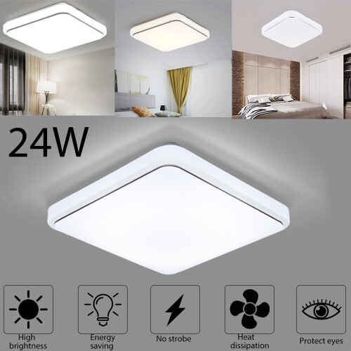 24W Bright Square LED Ceiling Down Light Panel Wall Kitchen Bathroom 2