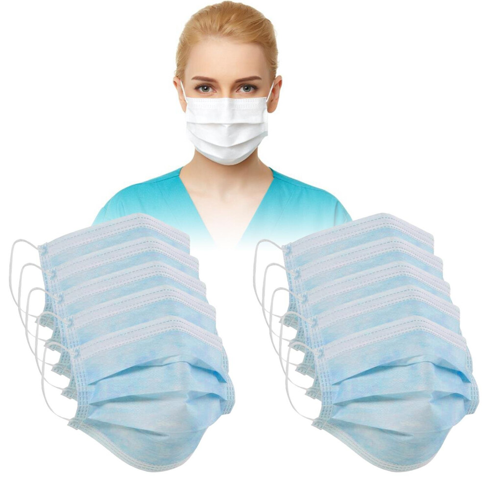 (10) Disposable Face Masks 3-Layers Mouth & Nose Protection Reusable 5056349420257