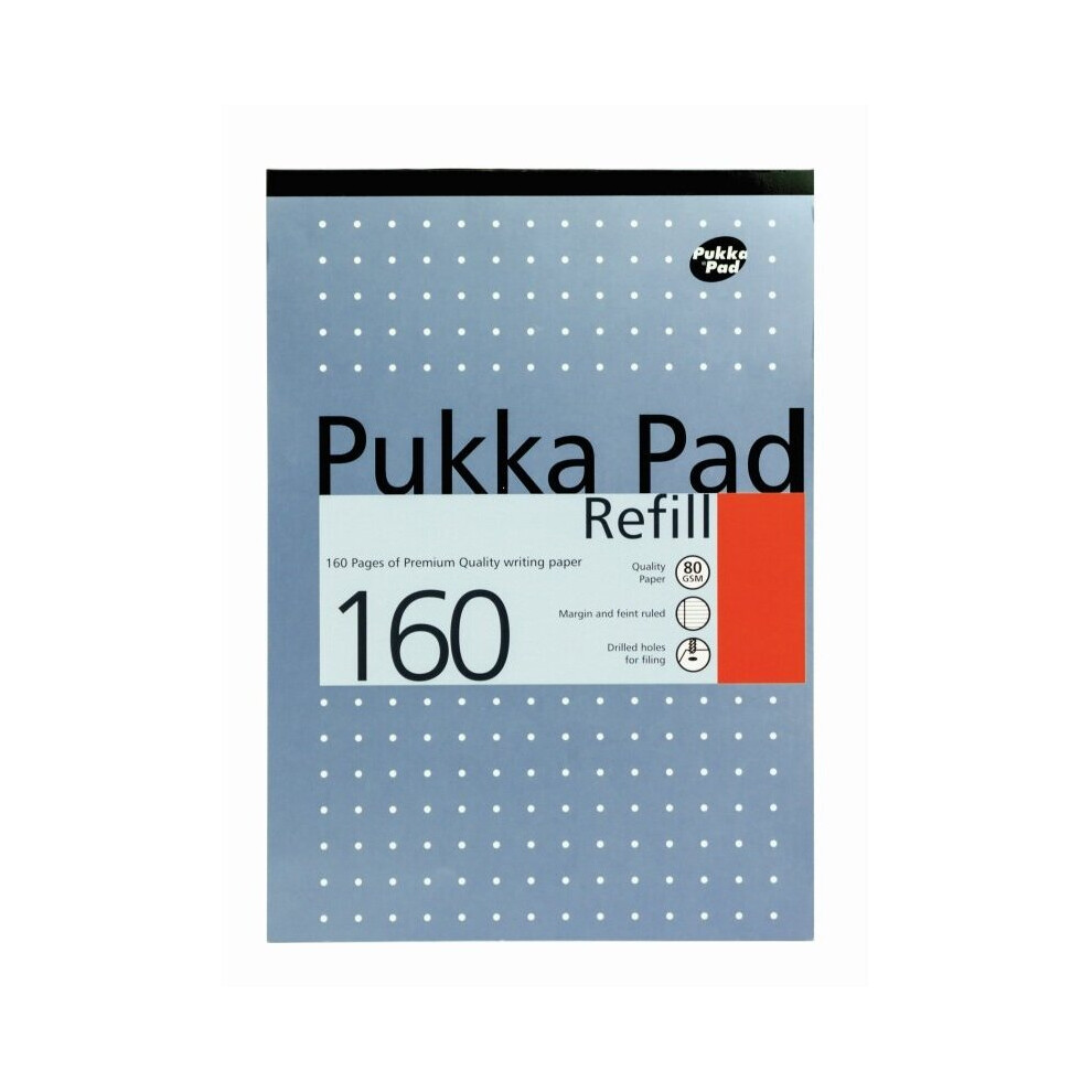 A4 PUKKA PAD REFILLS 160 PAGES 80GSM LINED PAPER, BLUE