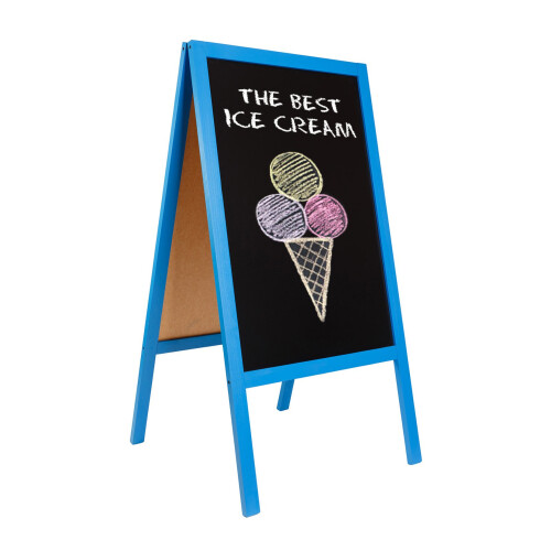 (Blue) A-board Wooden Erasable Chalkboard Blackboard Sign 1