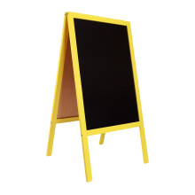 (Yellow) A-board Wooden Erasable Chalkboard Blackboard Sign
