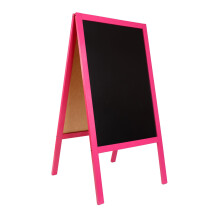 (Pink) A-board Wooden Erasable Chalkboard Blackboard Sign