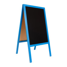 (Blue) A-board Wooden Erasable Chalkboard Blackboard Sign