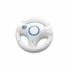 (White) Game Racing Steering Wheel Compatible with Nintendo Wii + Wii U Mario Kart Remote Controller