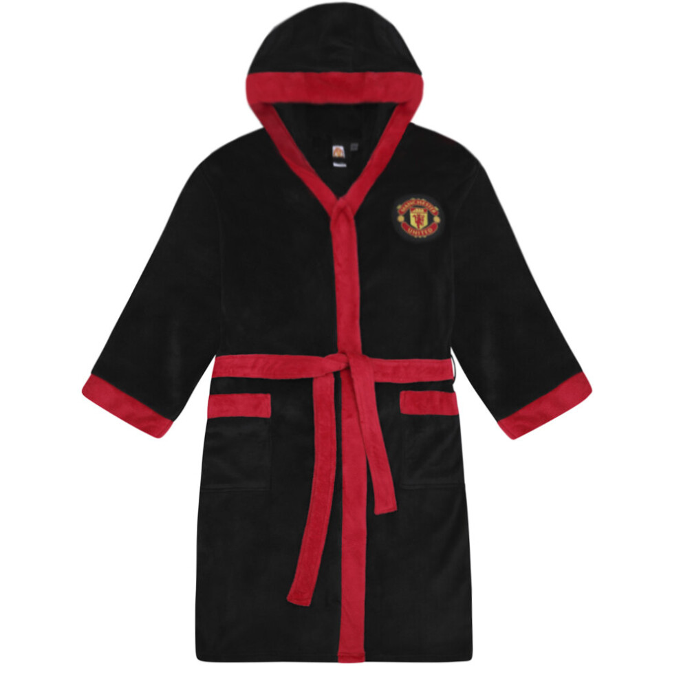 Manchester United Fc (, Large) Official Manchester United Dressing Gown Black