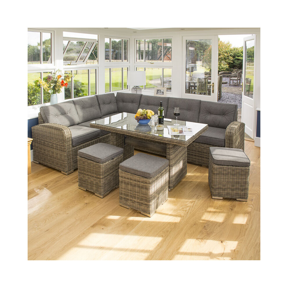 Thornbury Corner Dining Set Natural Weave Height Adjustable Table