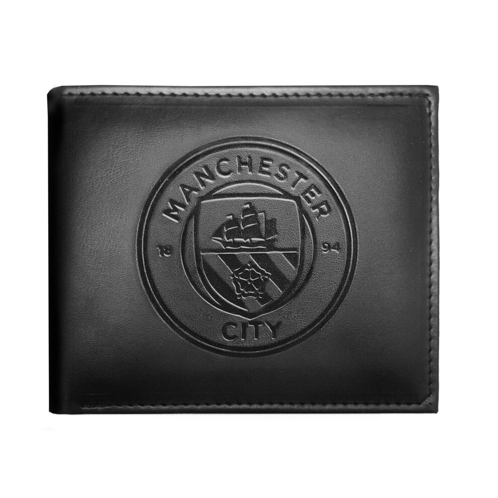 (Black) Manchester City FC Official Football Gift Embossed Crest Wallet