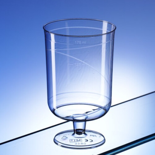 (Box of 48) One piece plastic wine glasses 230ml