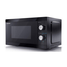 Sharp YC-MS01U-B Black 20L Microwave, 800W, Defrost Settings, 5 Power Levels, 35min Timer, Flat-Front Easy-Clean