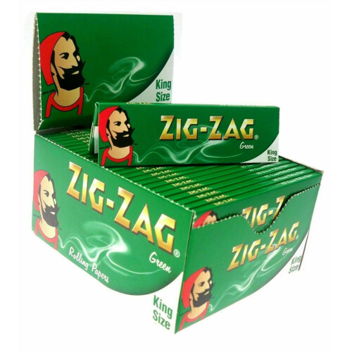 50 Booklets x ZIG ZAG Green King Size Rolling Paper - Full Box