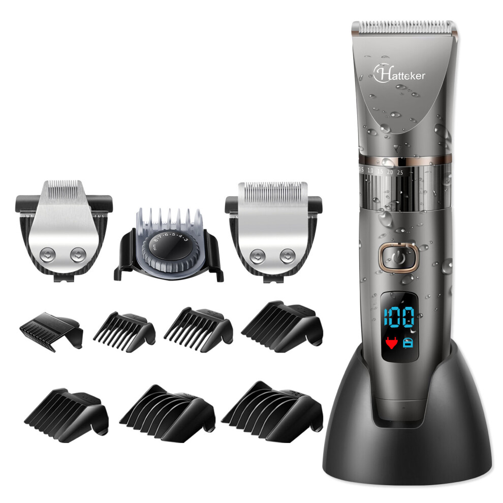 Hatteker Grey Professional Cordless Hair Clipper & Beard Trimmer