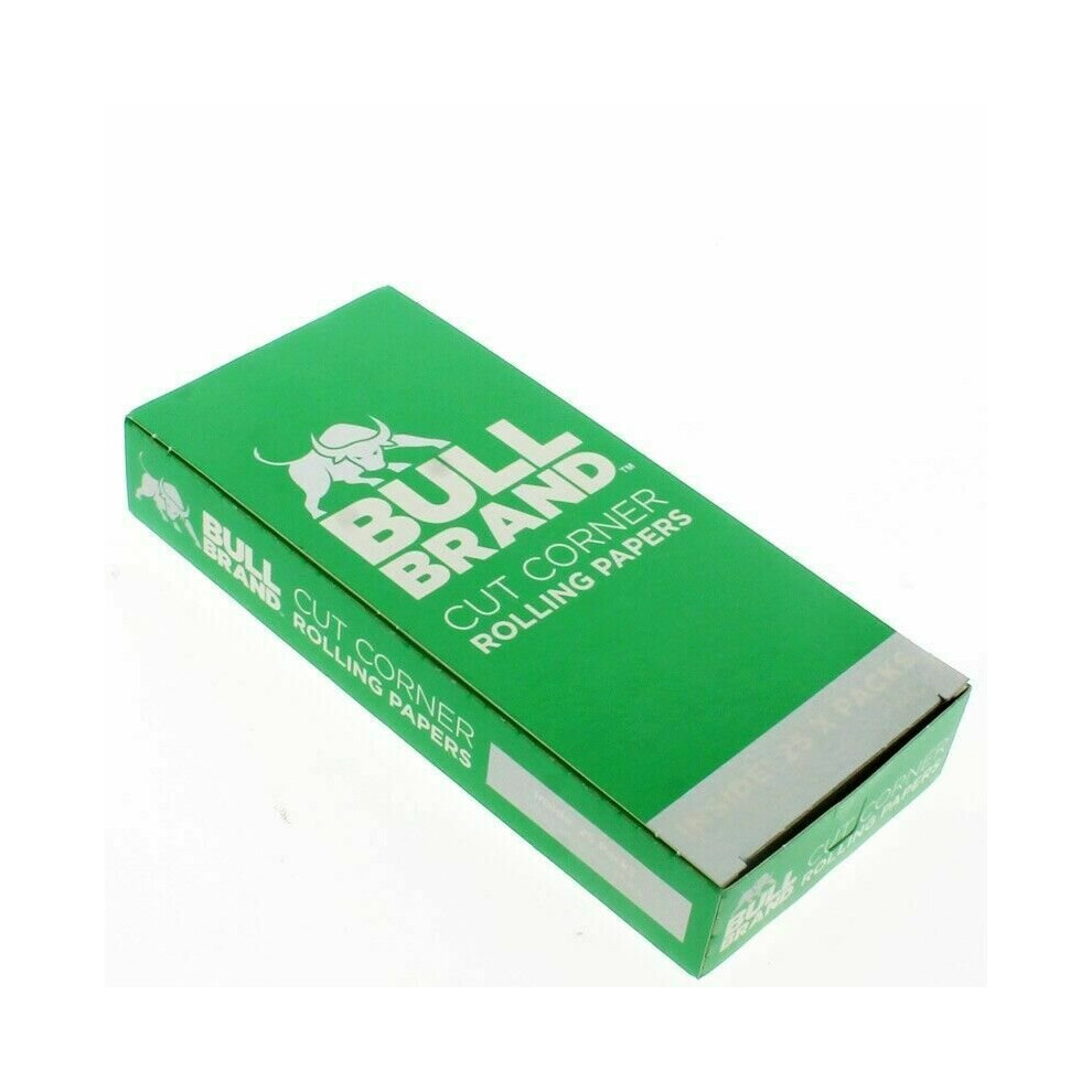 50 Booklets x BULL BRAND Green Cut Corner Rolling Paper - Full Box