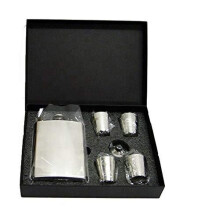 KAV Hip Flask Set with Gift Box 9 oz Hip Flask with Funnel & 4 Shot Cups | Stainless Steel Hip Flask, Hip Flask Gift Set + Funnel