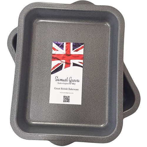 2x Single Portion Non Stick Oven Baking Tray Roasting Pan Set Roaster